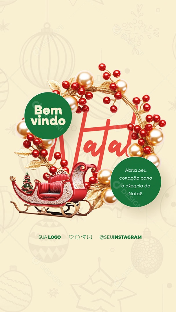 Story Bem Vindo Natal Abra seu Coração para a Alegria do Natal Social Media PSD Editável