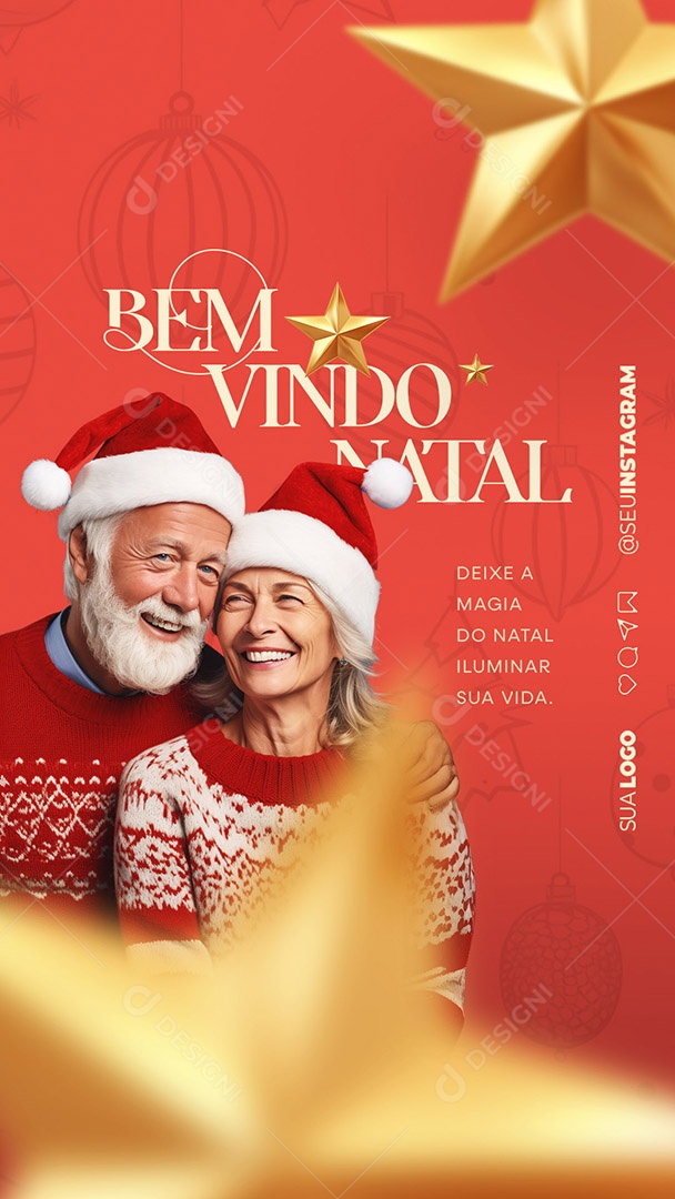 Story Bem Vindo Natal Deixe a Magia do Natal Iluminar sua Vida Social Media PSD Editável