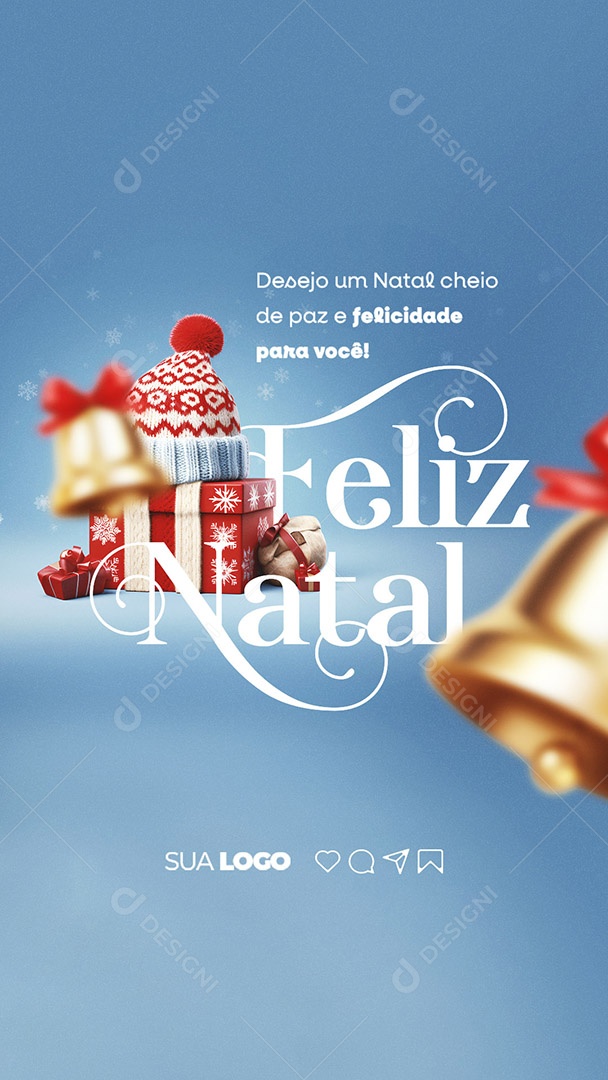 Story Feliz Natal Desejo um Natal Cheio de Paz e Felicidade para Você Social Media PSD Editável