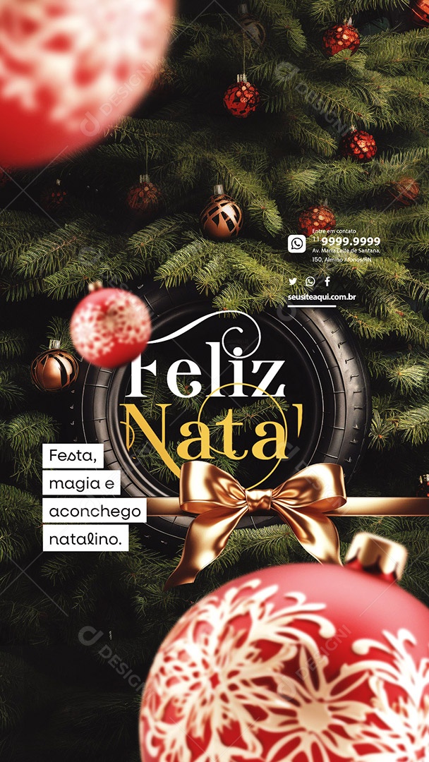 Story Feliz Natal 25 de Dezembro Borracharia Social Media PSD Editável