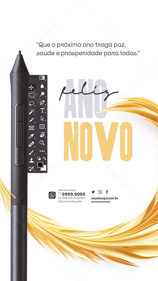 Story Designer Gráfico Ano Novo Que o Próximo Ano Traga Paz Saúde e Prosperidade Social Media PSD Editável