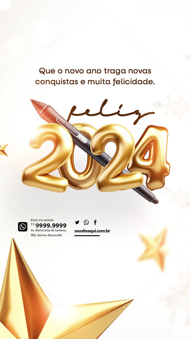 Story Designer Gráfico Feliz Ano Novo Que o Novo Ano Traga Novas Conquistas Social Media PSD Editável