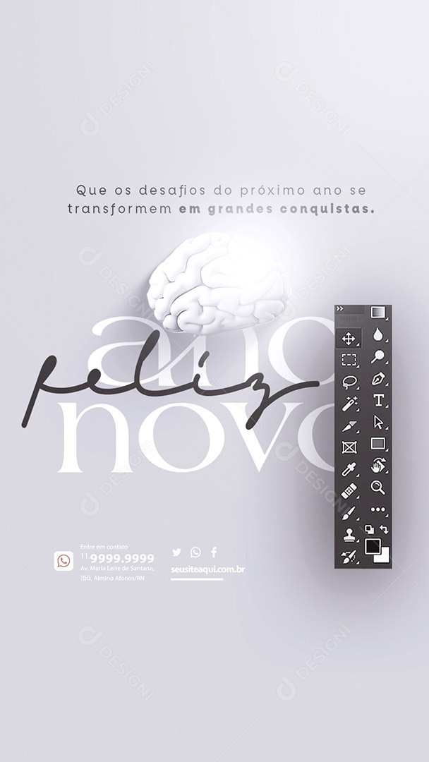Story Designer Gráfico Ano Novo Que os Desafios do Próximo Ano se Transformem em Grandes Conquistas Social Media PSD Editável