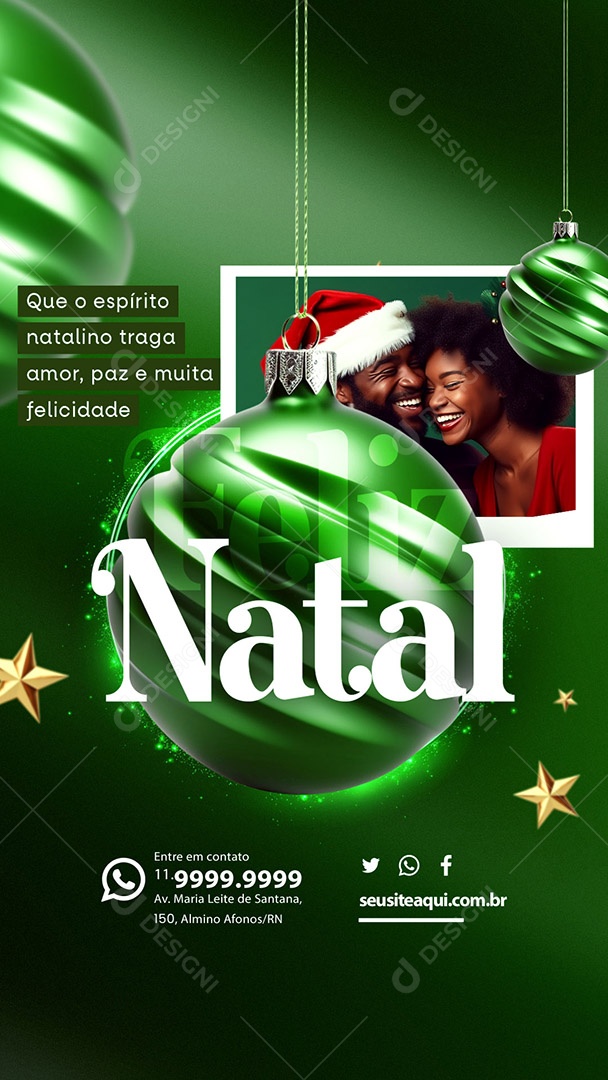Story Feliz Natal Que o Espírito Natalino Traga Amor Paz e Muita Felicidade Social Media PSD Editável