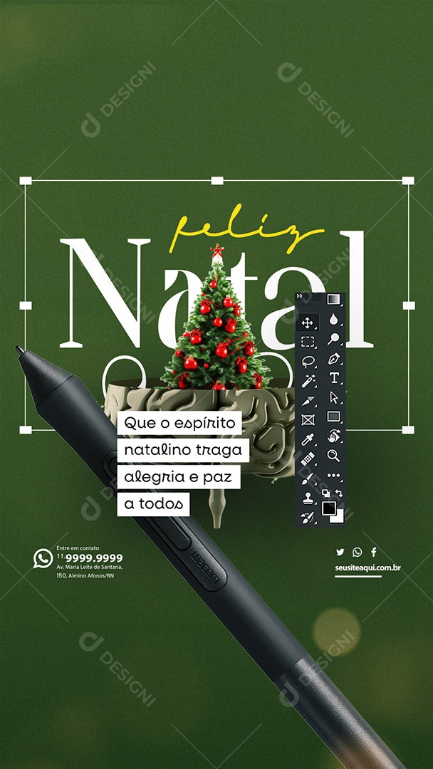 Story Designer Gráfico Feliz Natal Que o Espírito Natalino Traga Alegria e Paz Social Media PSD Editável