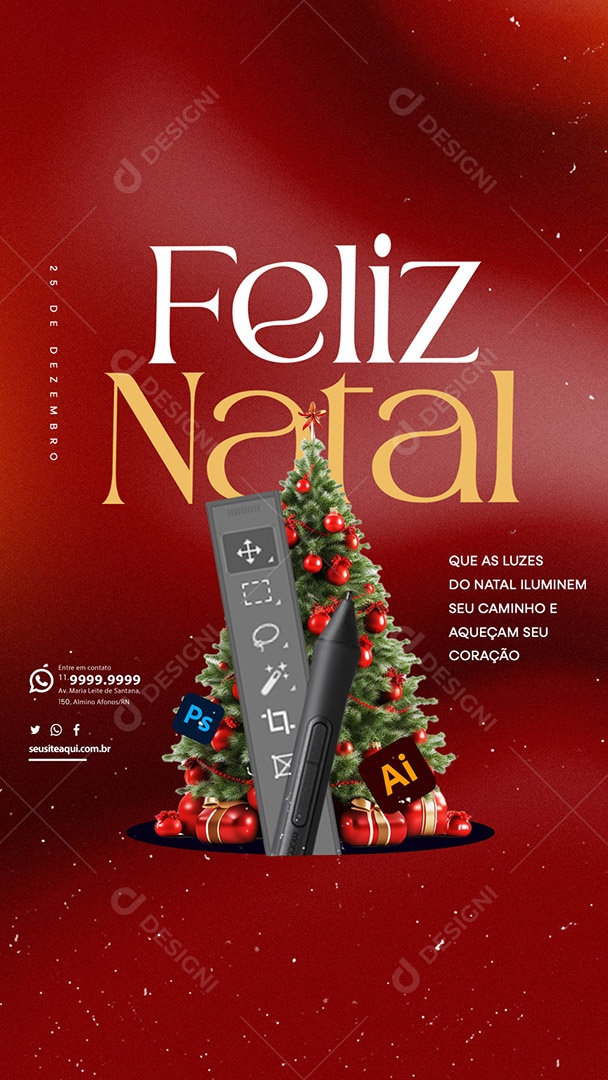 Story Designer Gráfico Que as Luzes do Natal Iluminem seu Caminho e Aqueçam seu Coração Social Media PSD Editável