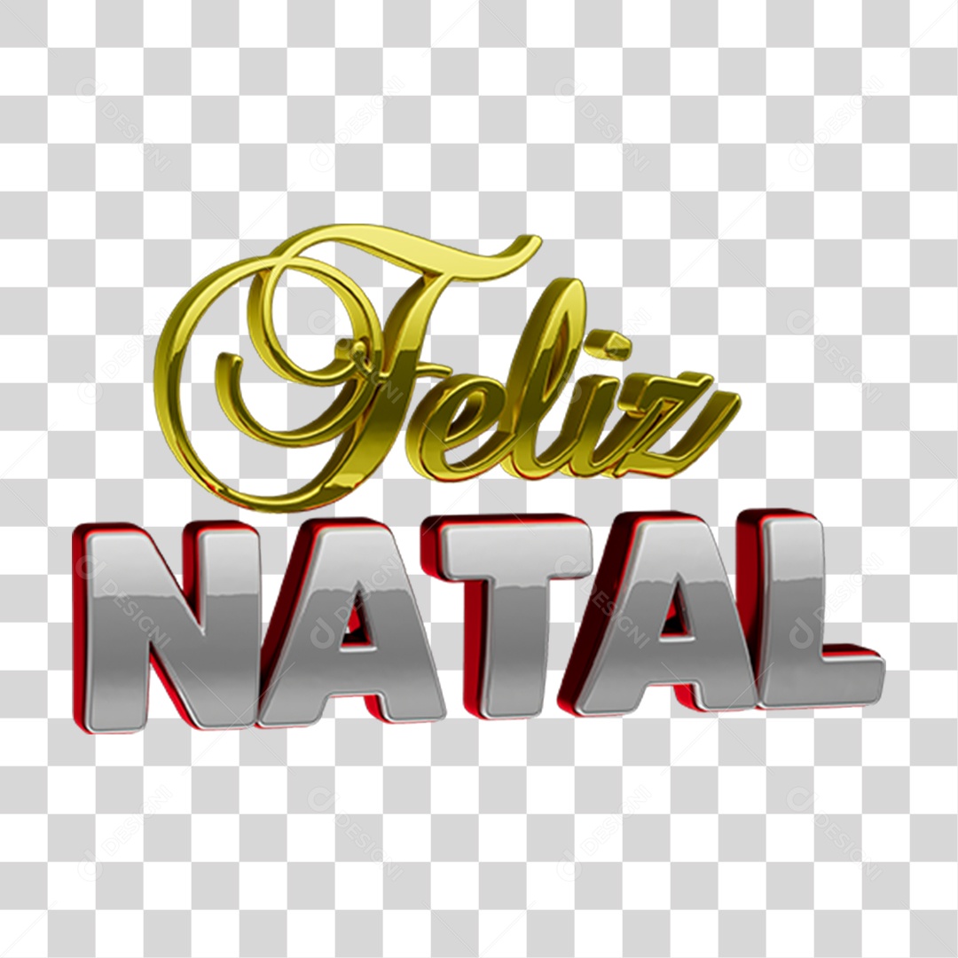 Texto 3D Feliz Natal Para Composição PNG Transparente