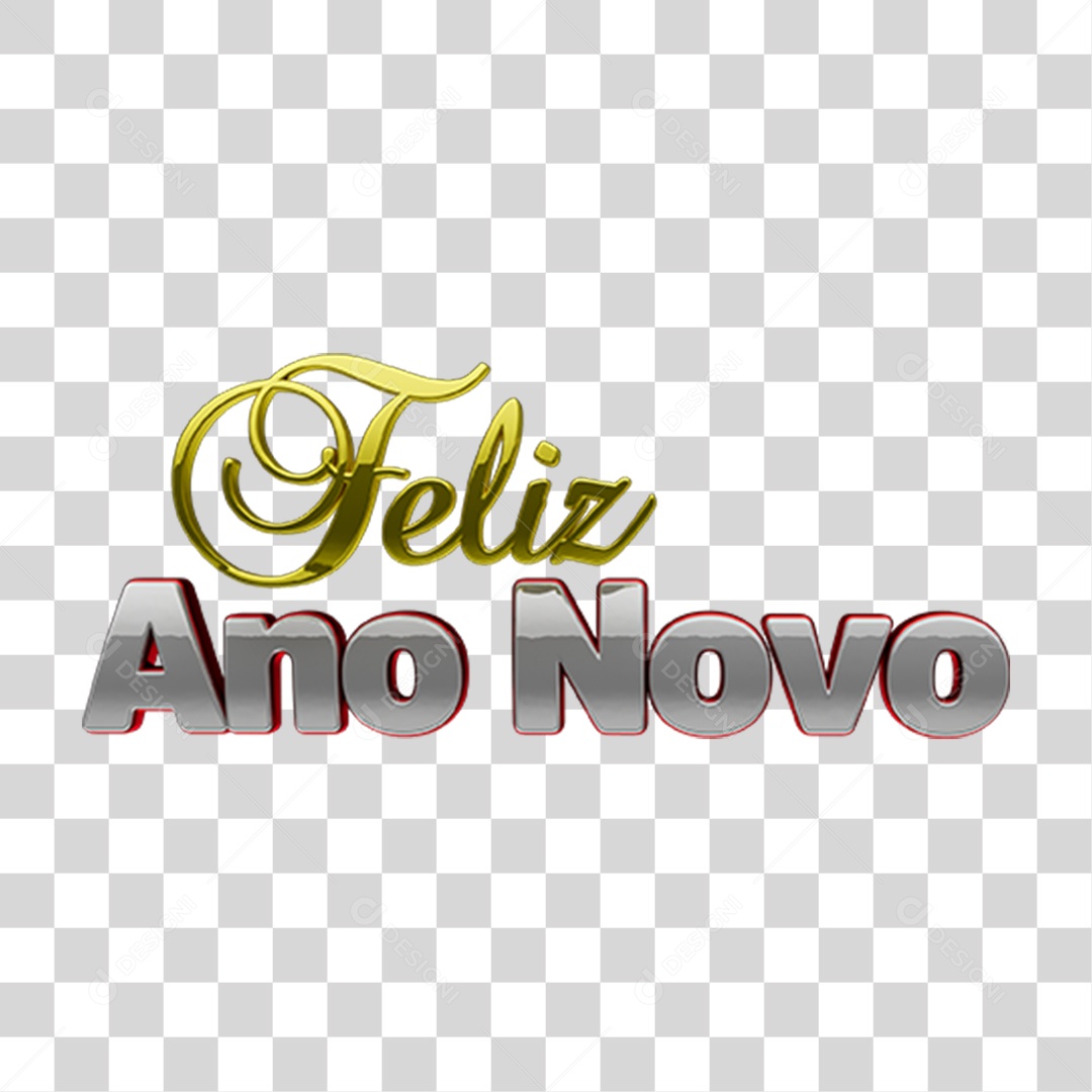 Texto 3D Feliz Ano Novo Para Composição PNG Transparente