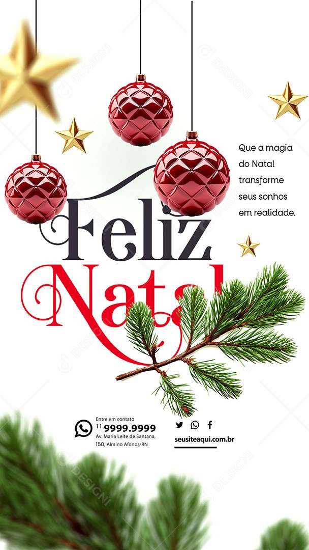 Story Feliz Natal Que a Magia do Natal Transforme seus Sonhos em Realidade Cartão Natalino Social Media PSD Editável