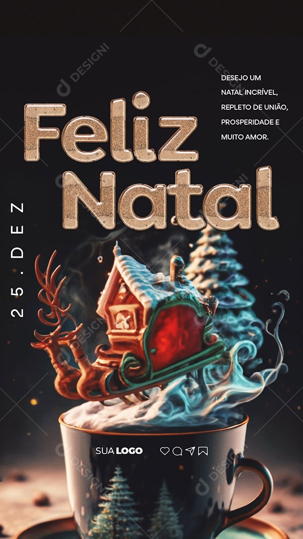 Story Feliz Natal Desejo um Natal Incrível Repleto de União Social Media PSD Editável