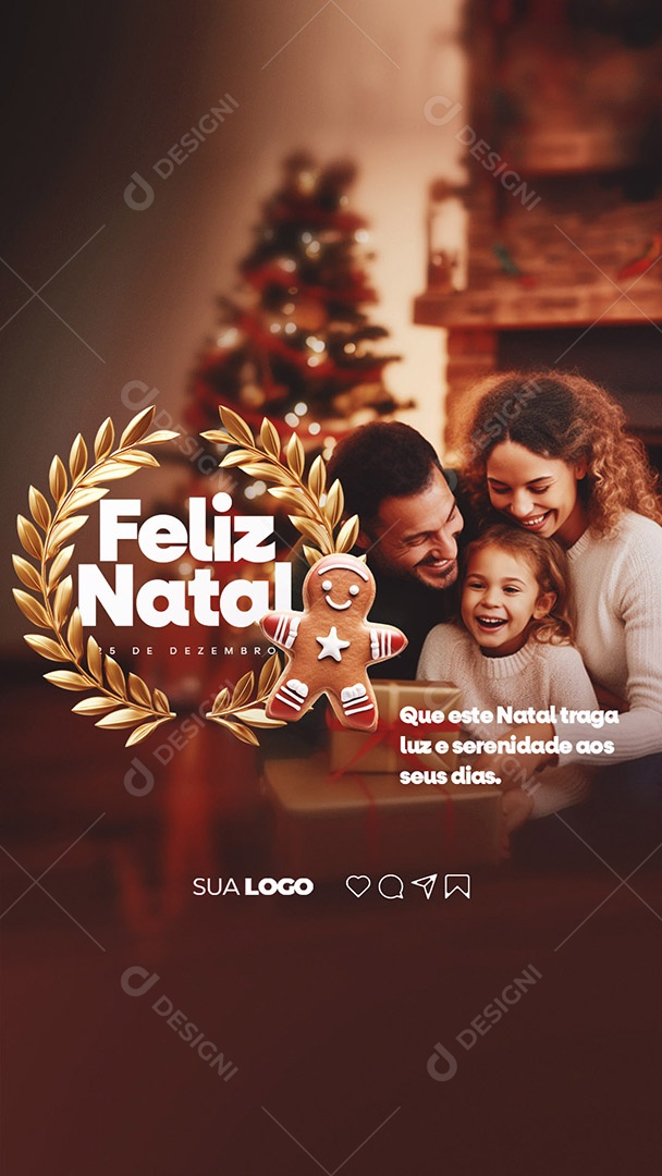 Story Feliz Natal 25 de Dezembro Que Este Natal Traga Luz e Serenidade aos Seus Dias Social Media PSD Editável
