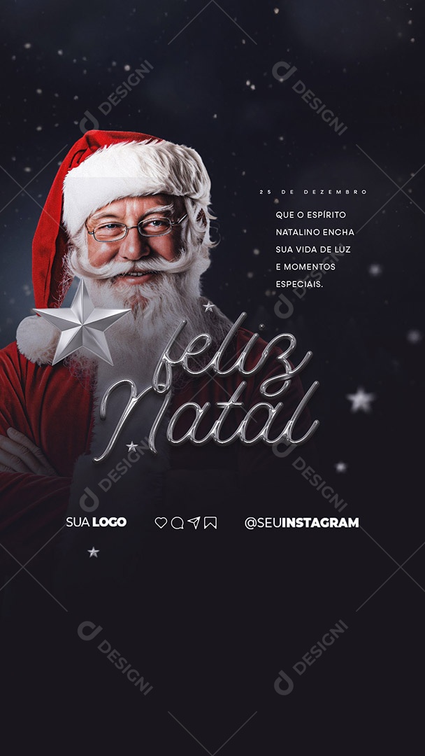 Story Feliz Natal Que O Espírito Natalino Encha sua Vida de Luz Social Media PSD Editável
