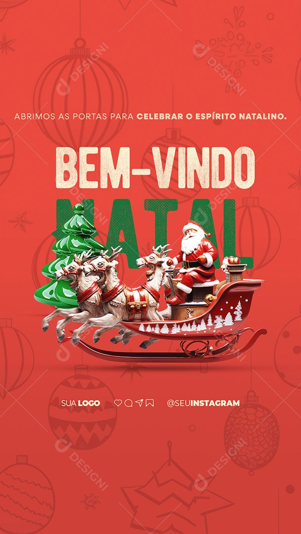 Story Social Media Bem Vindo Abrimos as Portas para Celebrar o Espírito Natalino PSD Editável