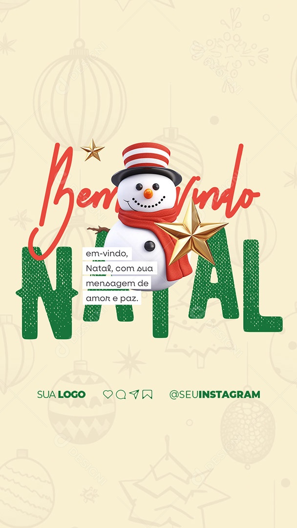Story Bem Vindo Natal Com Sua Mensagem de Amor e Paz Social Media PSD Editável