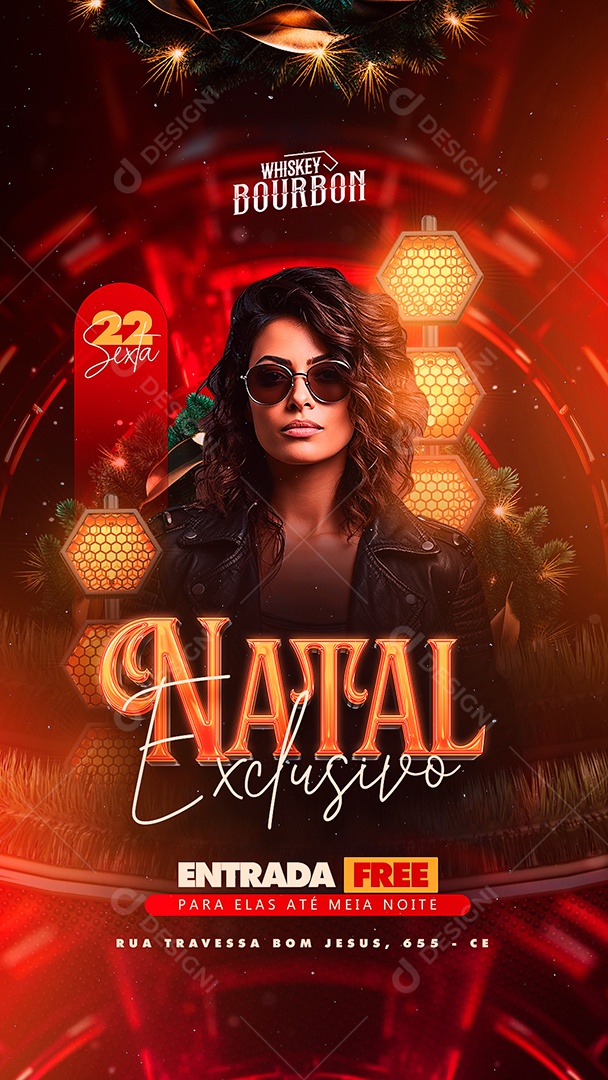 Story Flyer Natal Exclusivo Whiskey Bourbon Social Media PSD Editável