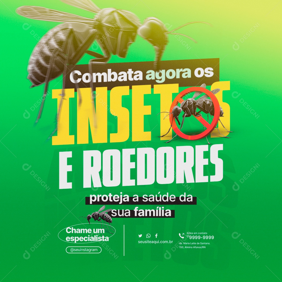 Dedetizadora Combata Agora os Insetos e Roedores Social Media PSD Editável