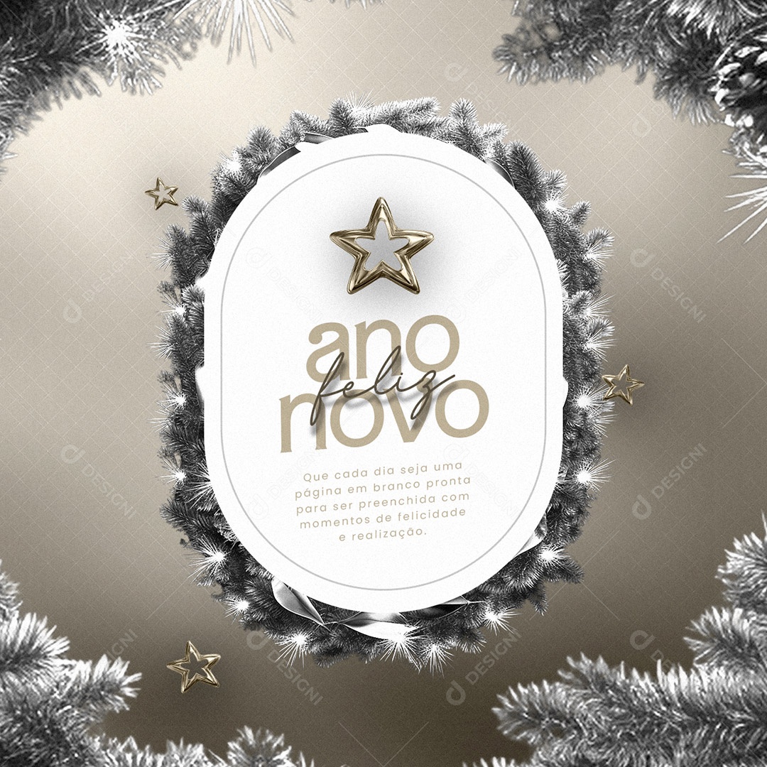Social Media Feliz Ano Novo Que Cada Dia Seja uma Página em Branco Pronta PSD Editável