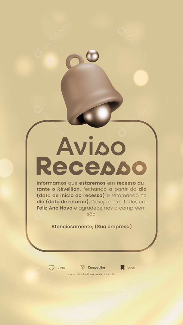 Story Aviso Recesso Empresa Informamos que Estaremos em Recesso Durante o Réveillon Social Media PSD Editável