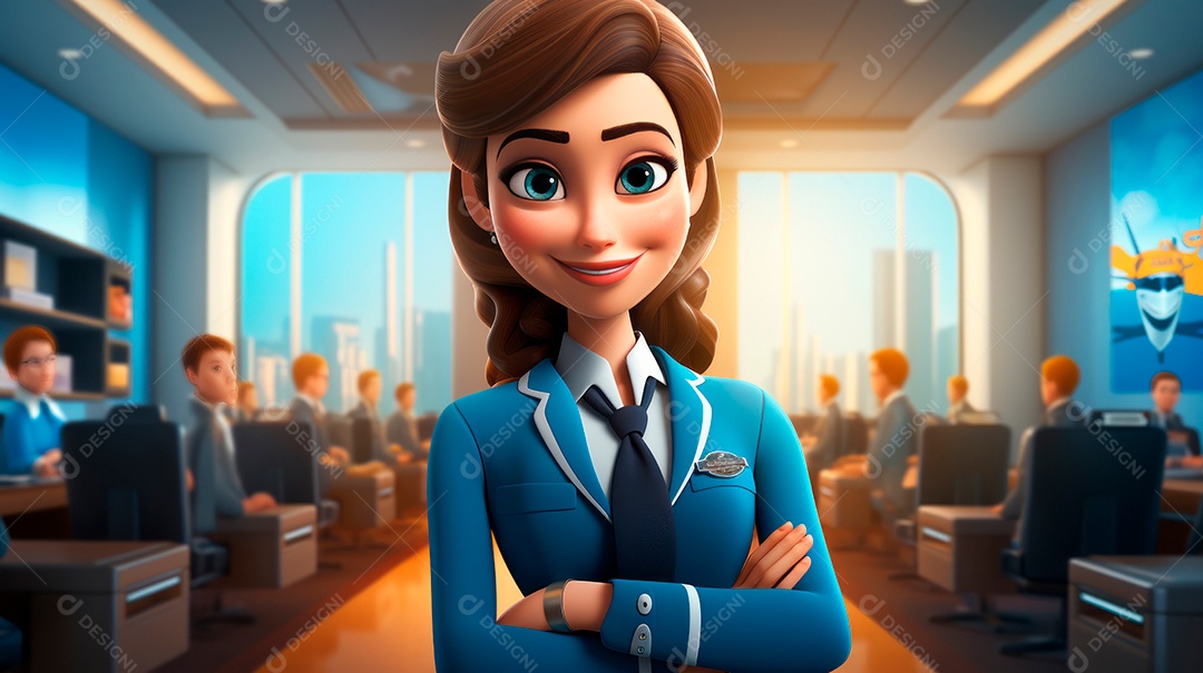 Dia Internacional do Comissário de Bordo, 31 de maio, estilo desenho animado 3D Generative AI.