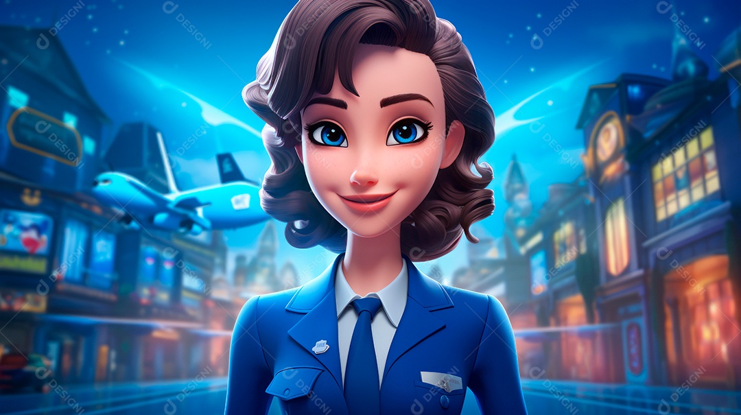 Dia Internacional do Comissário de Bordo, 31 de maio, estilo desenho animado 3D Generative AI.