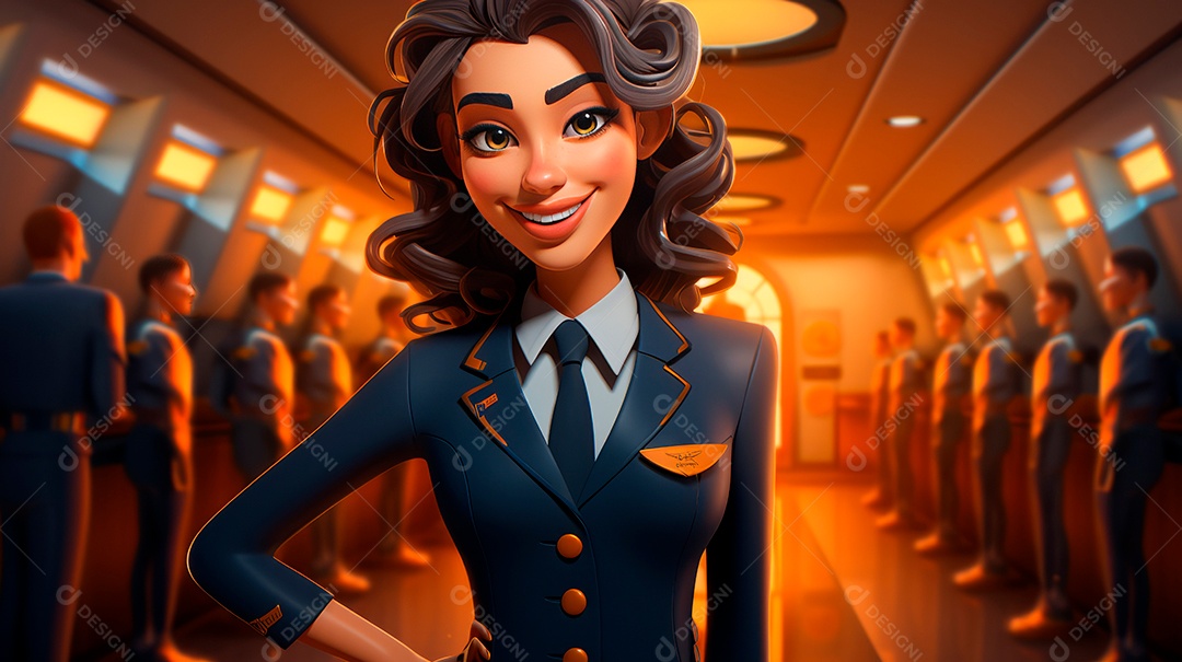 Dia Internacional do Comissário de Bordo, 31 de maio, estilo desenho animado 3D Generative AI.