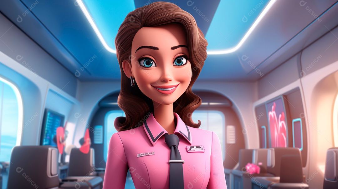 Dia Internacional do Comissário de Bordo, 31 de maio, estilo desenho animado 3D Generative AI.