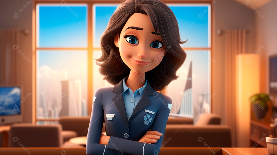 Dia Internacional do Comissário de Bordo, 31 de maio, estilo desenho animado 3D Generative AI.