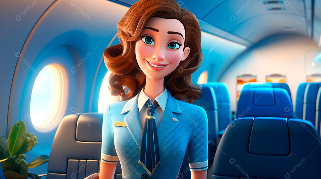 Dia Internacional do Comissário de Bordo, 31 de maio, estilo desenho animado 3D Generative AI.