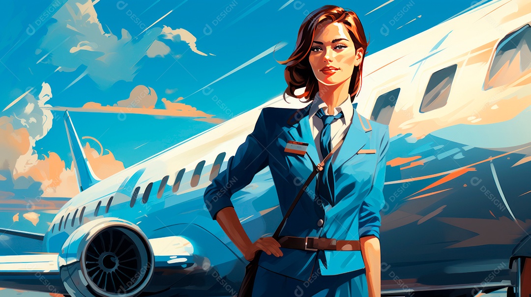 Dia Internacional do Comissário de Bordo, 31 de maio, estilo desenho animado 3D Generative AI.