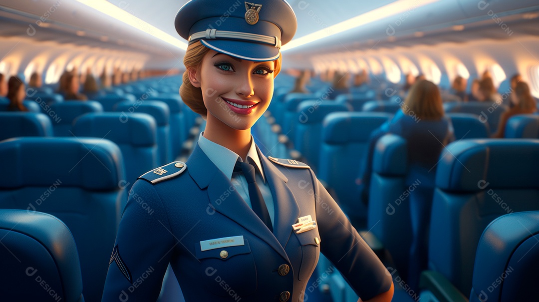 Dia Internacional do Comissário de Bordo, 31 de maio, estilo desenho animado 3D Generative AI.