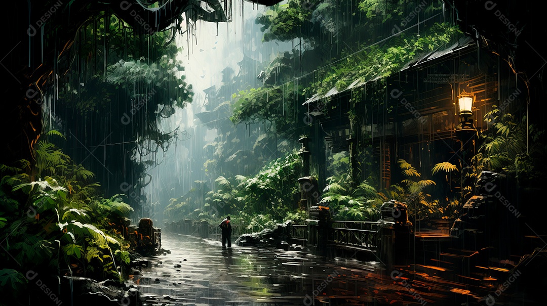 Retrato de ambiente chuvoso.