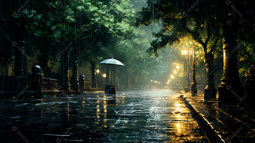 Estação chuvosa Generative AI estilo desenho animado 3D Generative AI.