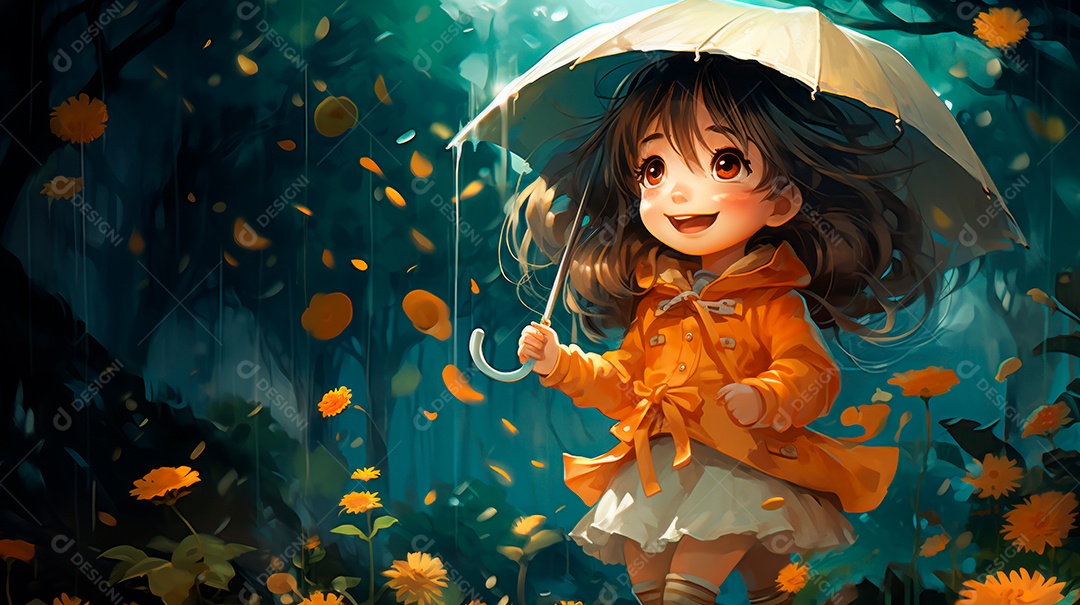 Estação chuvosa Generative AI estilo desenho animado 3D Generative AI.