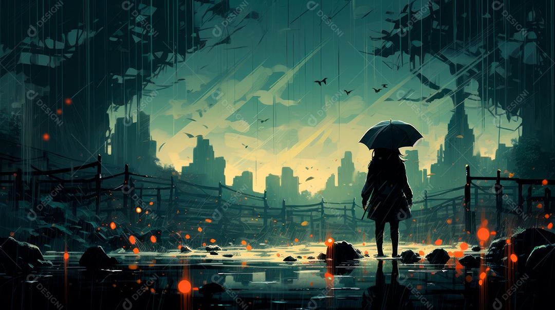 Estação chuvosa Generative AI estilo desenho animado 3D Generative AI.