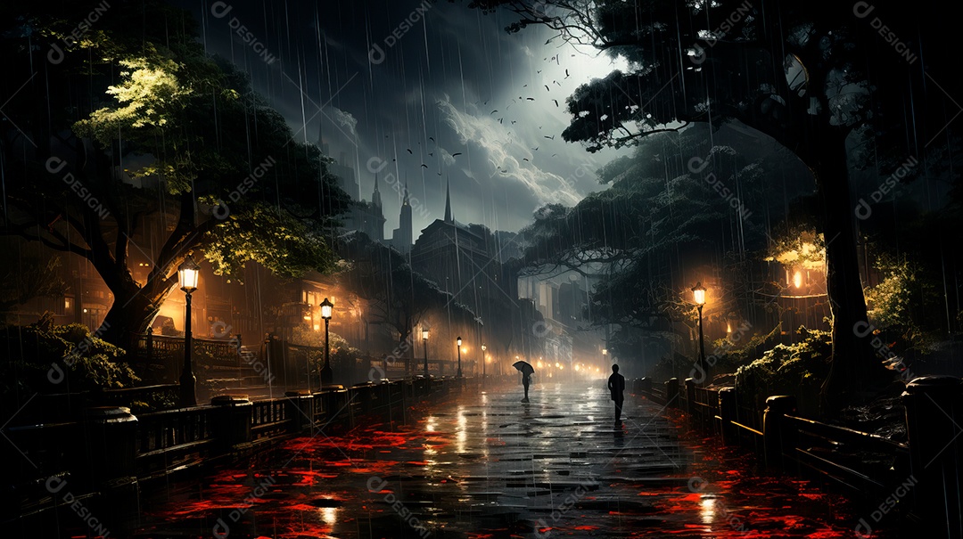 Estação chuvosa Generative AI estilo desenho animado 3D Generative AI.