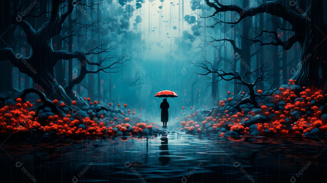 Estação chuvosa Generative AI estilo desenho animado 3D Generative AI.