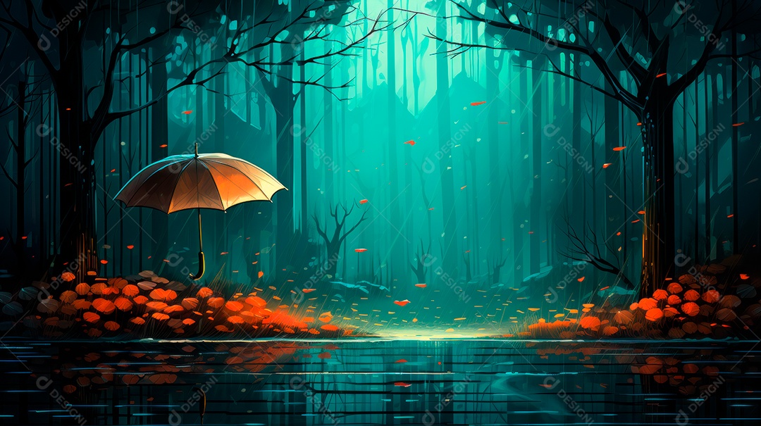 Estação chuvosa Generative AI estilo desenho animado 3D Generative AI.