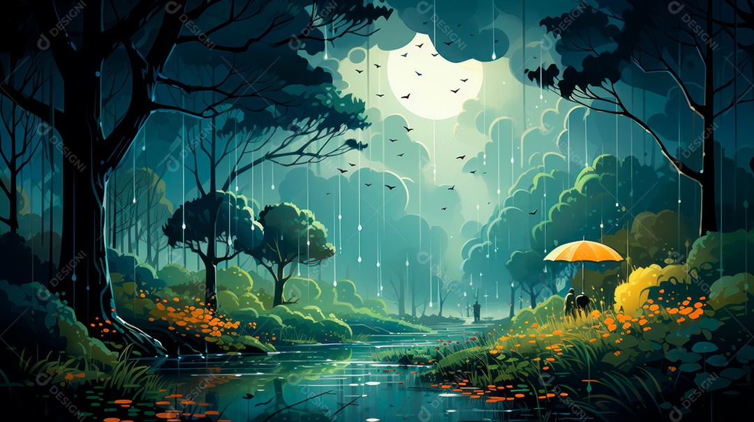 Estação chuvosa Generative AI estilo desenho animado 3D Generative AI.