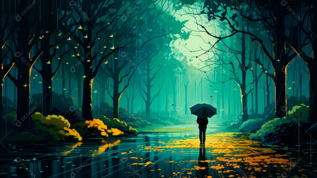Estação chuvosa Generative AI estilo desenho animado 3D Generative AI.