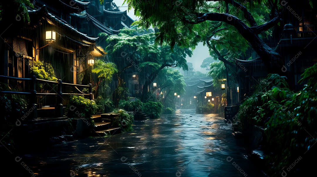 Estação chuvosa Generative AI estilo desenho animado 3D Generative AI.