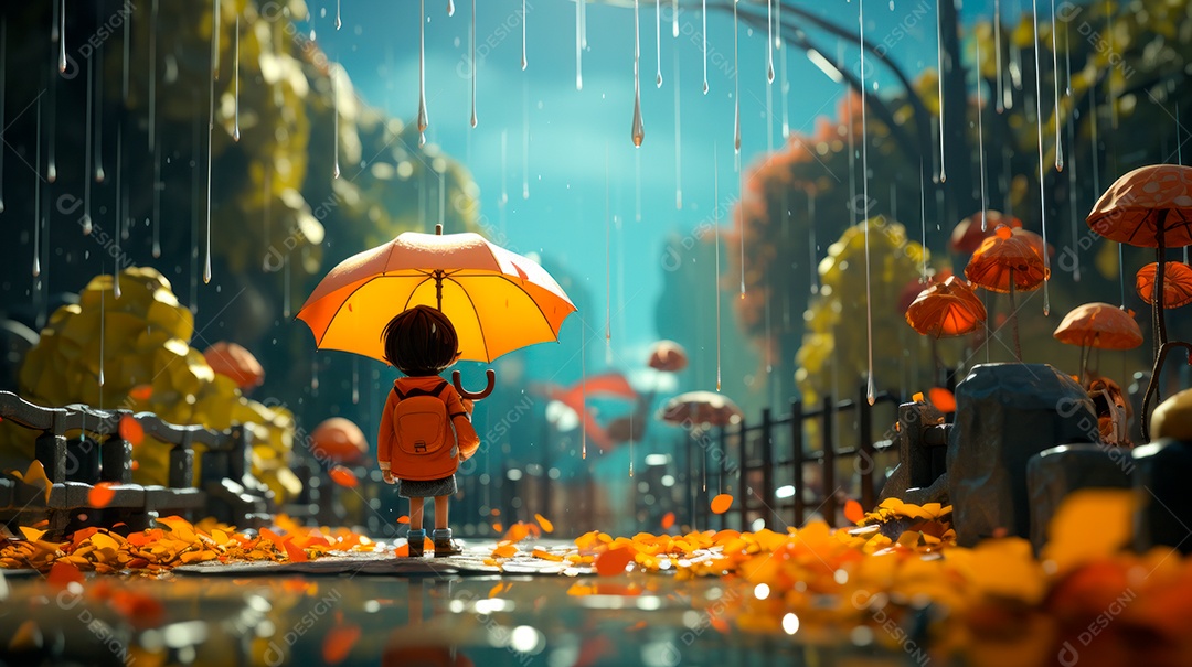 Estação chuvosa Generative AI estilo desenho animado 3D Generative AI.