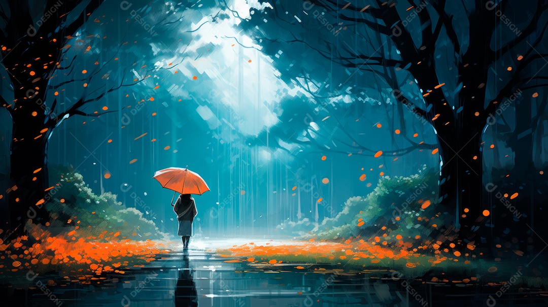 Estação chuvosa Generative AI estilo desenho animado 3D Generative AI.