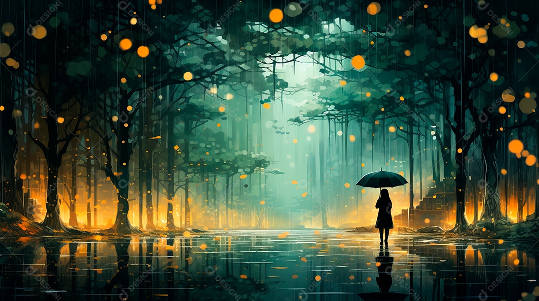 Estação chuvosa Generative AI estilo desenho animado 3D Generative AI.
