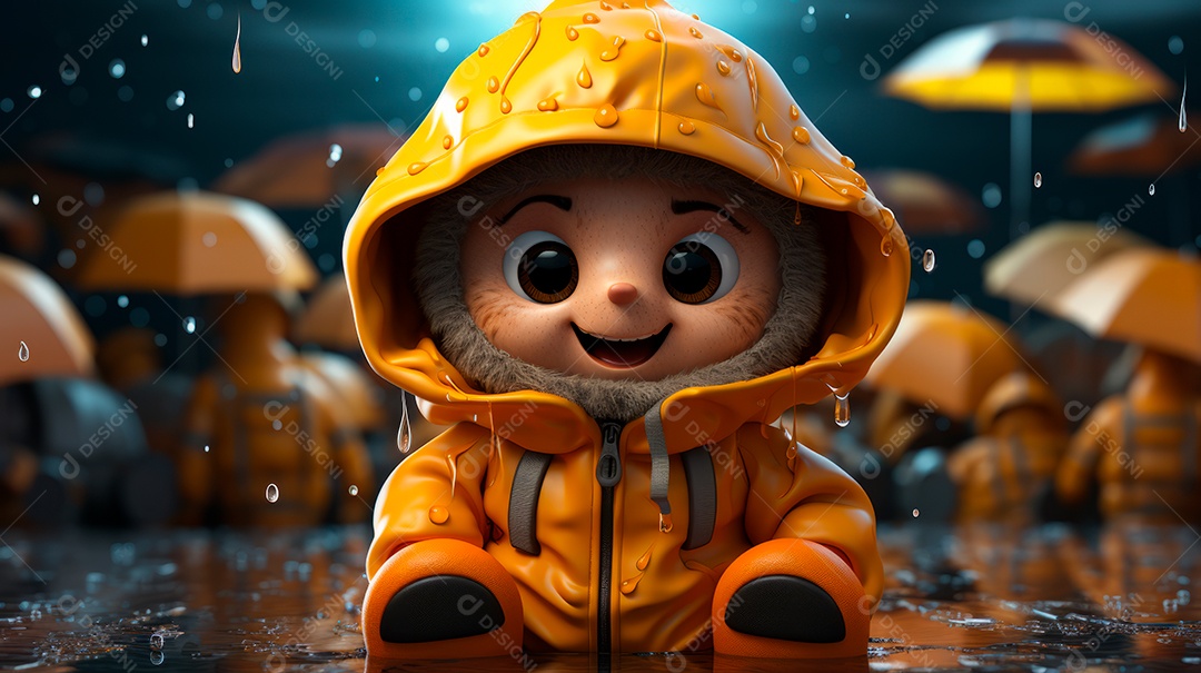 Estação chuvosa Generative AI estilo desenho animado 3D Generative AI.