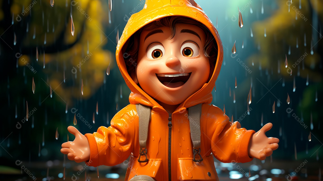 Estação chuvosa Generative AI estilo desenho animado 3D Generative AI.