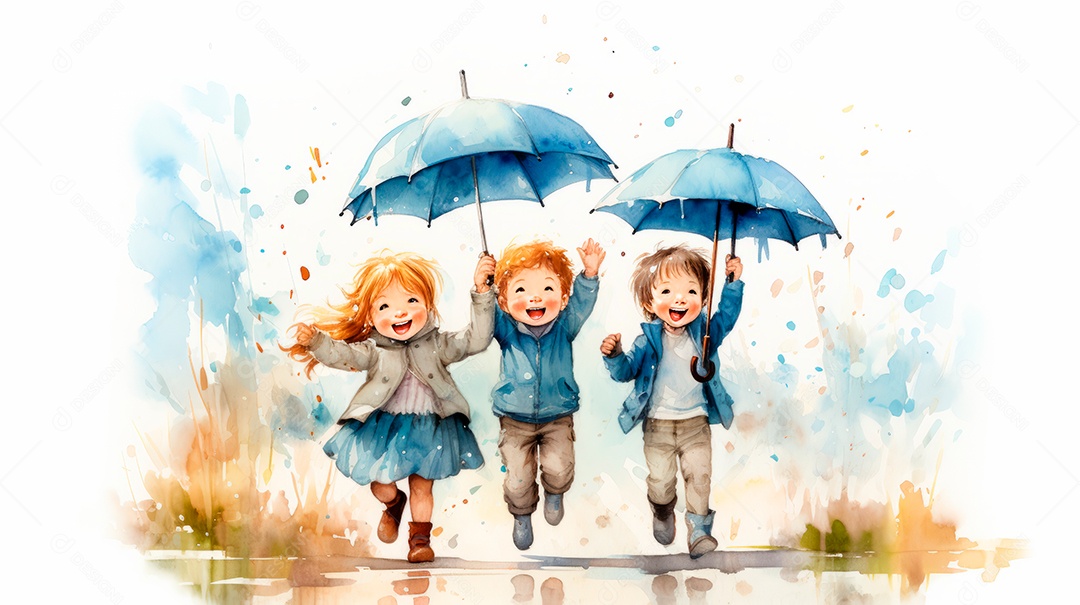 IA generativa da estação chuvosa em aquarela.