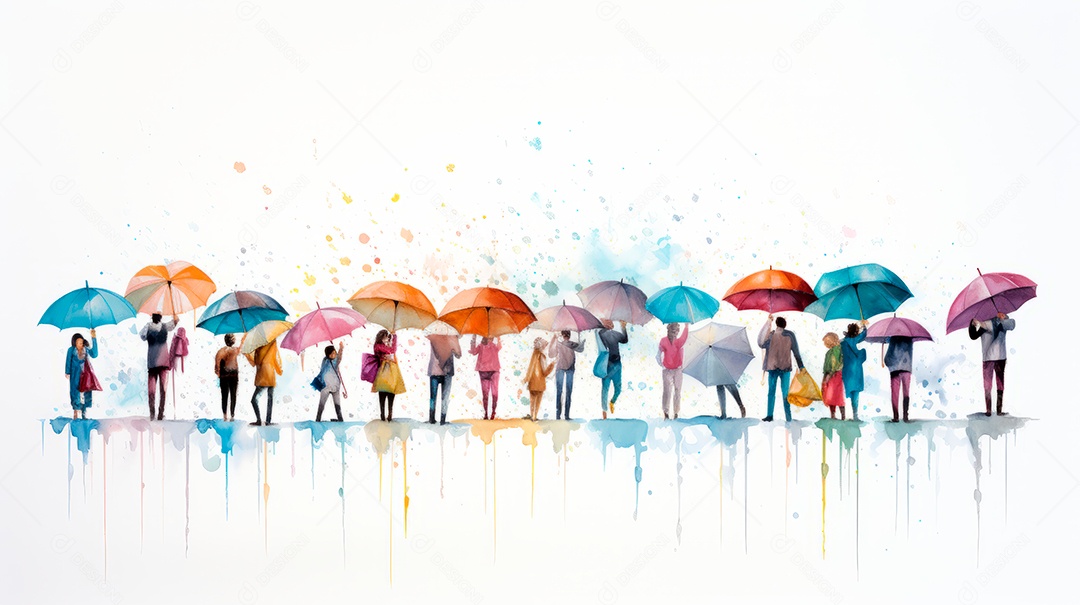 IA generativa da estação chuvosa em aquarela.