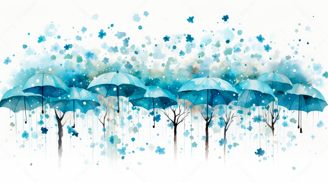 IA generativa da estação chuvosa em aquarela.