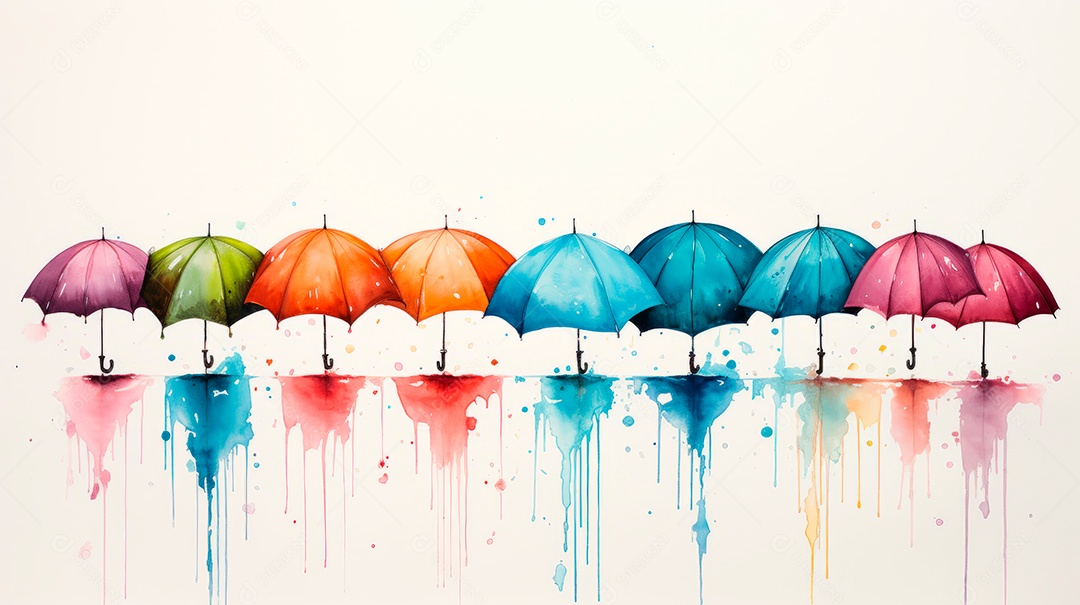 IA generativa da estação chuvosa em aquarela.