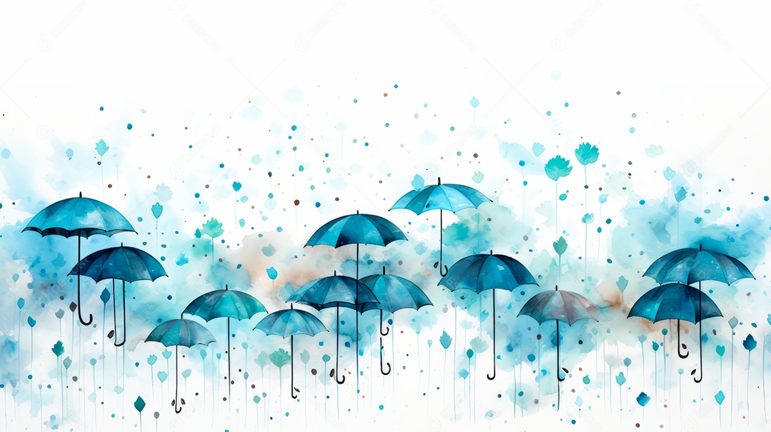 IA generativa da estação chuvosa em aquarela.